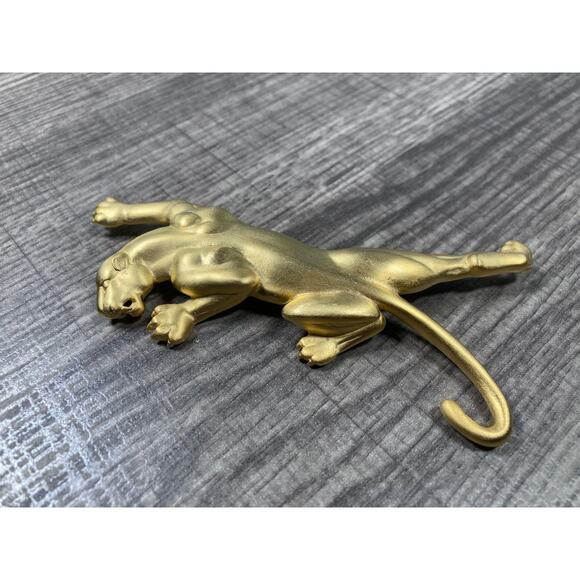 Large Vintage JJ Jonette 1988 Climbing Panther 4.25” Brooch Pin Matte Gold Tone - Picture 3 of 12